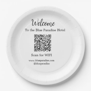 Plato De Papel Bienvenidos al hotel restaurante villa scan QR WIF