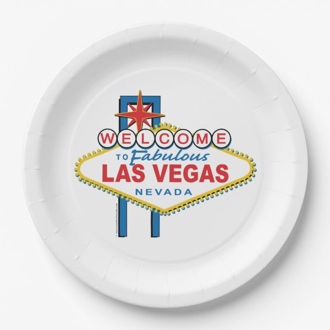 Plato De Papel Bienvenidos Al Rótulo Las Vegas (Anverso)
