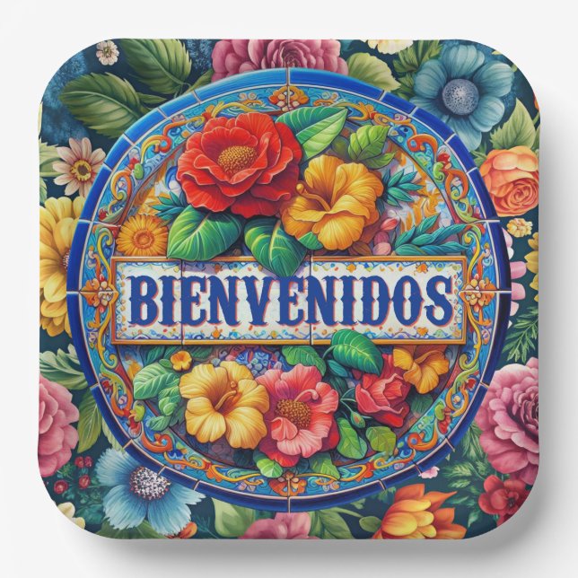 Plato De Papel BIENVENIDOS - ¡Tan bonito!  (Anverso)