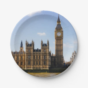 Plato De Papel Big Ben, casas del parlamento, Londres Reino Unido