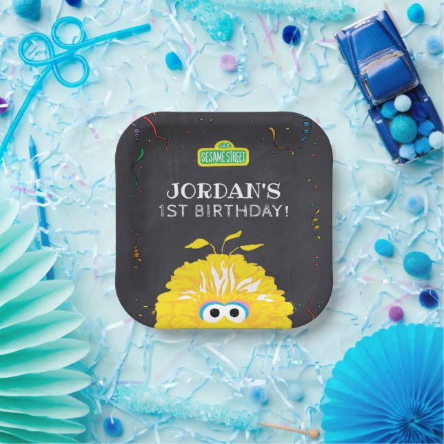 Plato De Papel Big Bird Chalkboard Confetti Birthday (Fiesta)