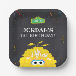 Plato De Papel Big Bird Chalkboard Confetti Birthday
