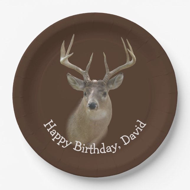 Plato De Papel Big Buck Deer Birthday (Anverso)