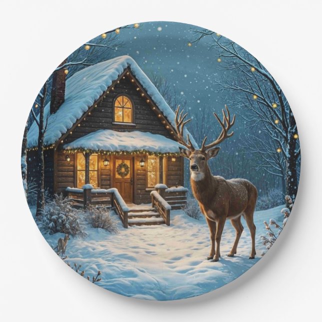 Plato De Papel  Big Buck's Snowy Christmas Visit (Anverso)