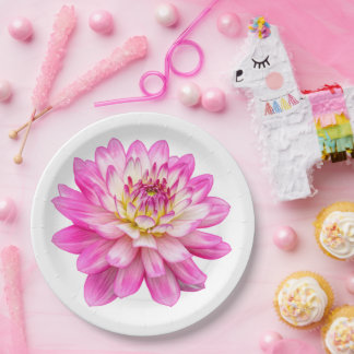 Plato De Papel Big Pink Dahlia