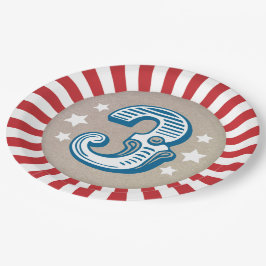 Plato De Papel Big Three Circus Top Third Birday Plate