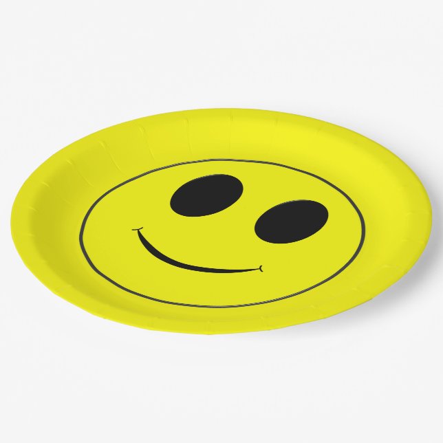 Plato De Papel Big Yellow Happy Face (Angular)