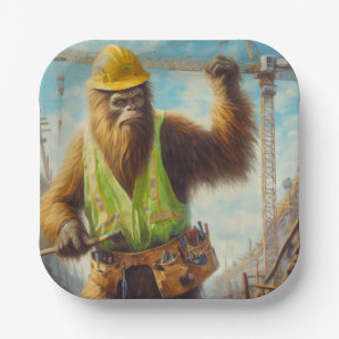 Plato De Papel Bigfoot el trabajador de la construcción