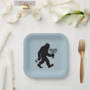 Plato De Papel Bigfoot judío humor Hanukkah Chanukah divertido