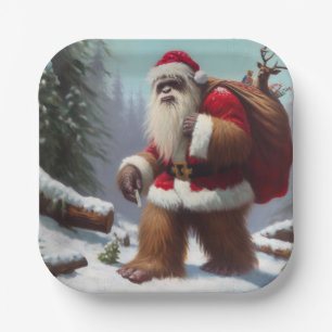Plato De Papel Bigfoot Santa Claus