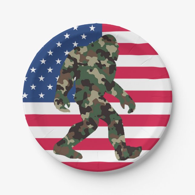 Plato De Papel Bigfoot Sasquatch Camo (Anverso)