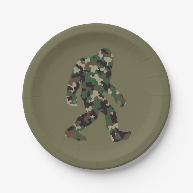 Plato De Papel Bigfoot Sasquatch Camo (Anverso)
