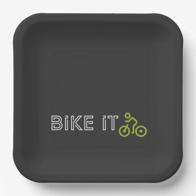 Plato De Papel BIKE IT - Símbolo verde de ciclismo (Anverso)