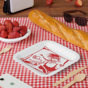 Plato De Papel Biker Chick placas de papel cuadrado rojo