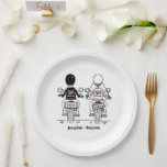 Plato De Papel Biker Motorcycle Wedding<br><div class="desc">These wonderful paper plates would be perfect for a couple having a biker motorcycle themed wedding.
Wording can be edited if you would prefer different wording and also the font style can be changed too from the many different fonts available on Zazzle.</div>