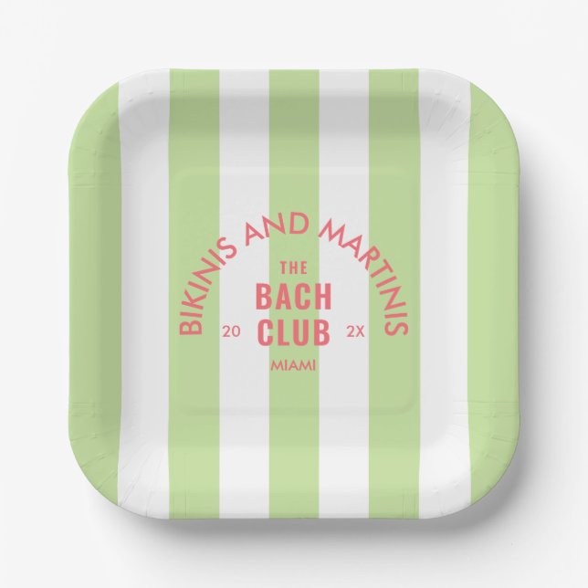 Plato De Papel Bikinis Y Martinis El Club De Bach Banda De Green  (Anverso)