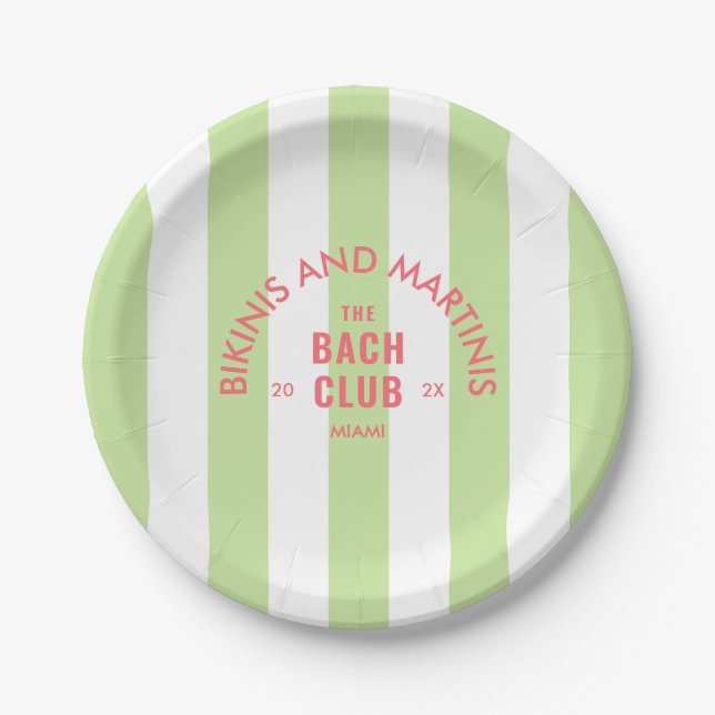 Plato De Papel Bikinis Y Martinis El Club De Bach La Franja Verde (Anverso)