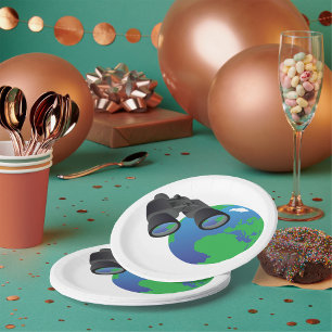Plato De Papel Binoculares Y Placas De Papel Terrestre