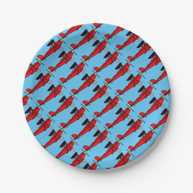 Plato De Papel Biplano rojo (Anverso)