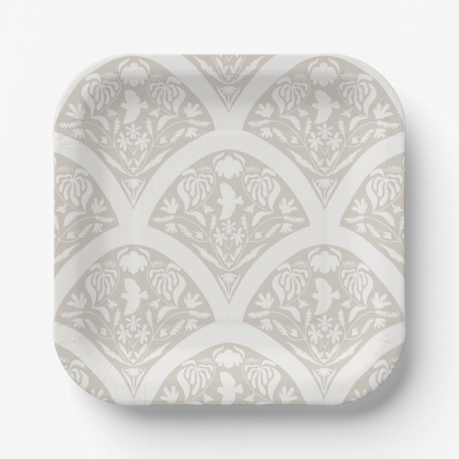 Plato De Papel Birdsong Garden in Cream (Anverso)