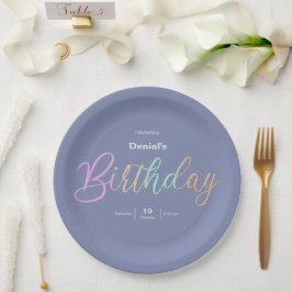 Plato De Papel Birthda fiesta | Color sobrio | Placa de papel