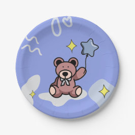 Plato De Papel Birthday Boy Teddy Bear