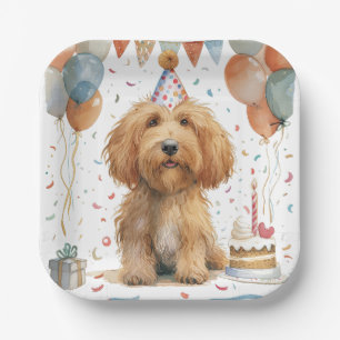 Plato De Papel Birthday Goldendoodle Dog