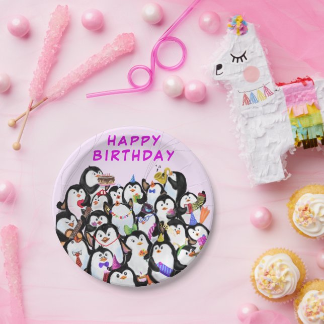 Plato De Papel Birthday Party Paper Plates Happy Penguins (Fiesta)