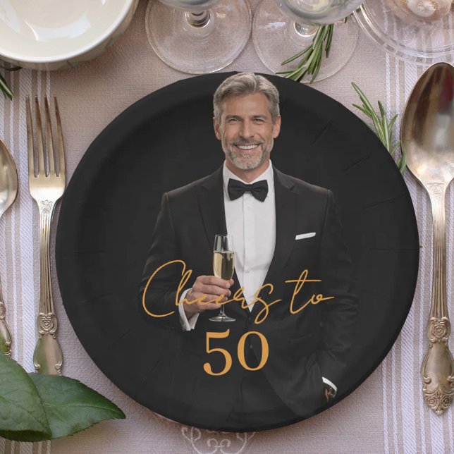 Plato De Papel Birthday party photo cheers gold (Subido por el creador)