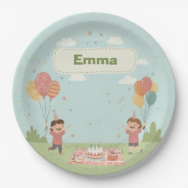 Plato De Papel Birthday Picnic, Cute Retro Style