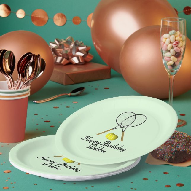 Plato De Papel Birthday Tennis Green Sports (Multi)