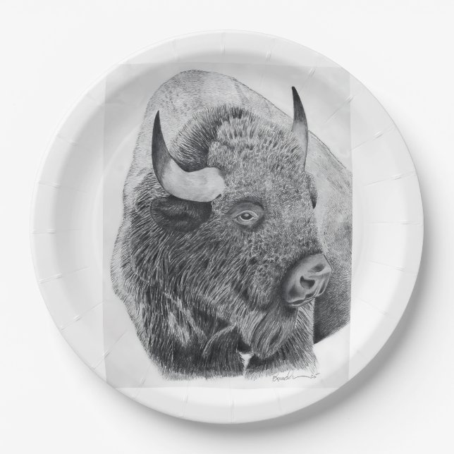 Plato De Papel Bisonte Americano (Anverso)