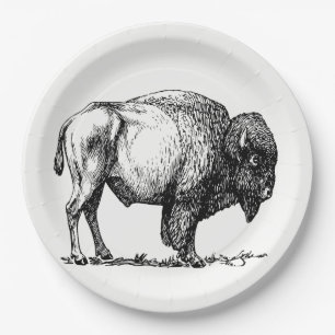 Plato De Papel Bisonte americano del búfalo