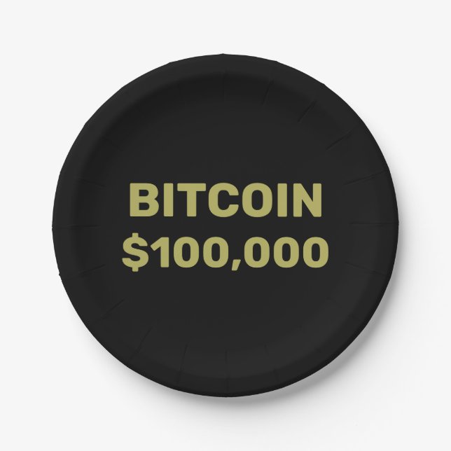 Plato De Papel Bitcoin 100000 Celebración (Anverso)