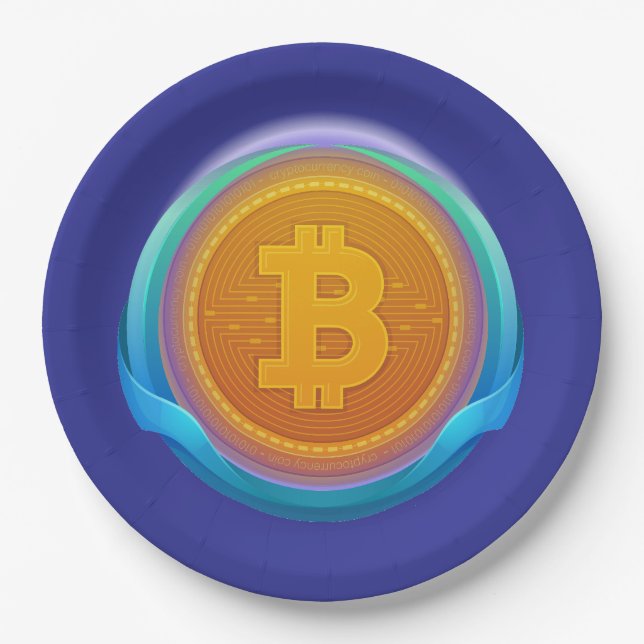 PLATO DE PAPEL BITCOIN DE CRIPTOCURRENCIA (Anverso)