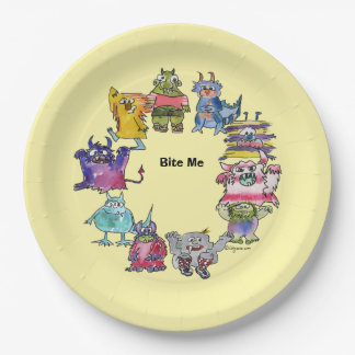 Plato De Papel Bite Me Monsters Personalizado Plate