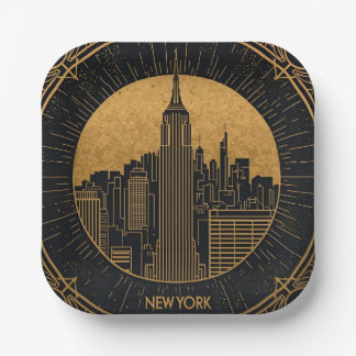 Plato De Papel Black and Gold Art Deco