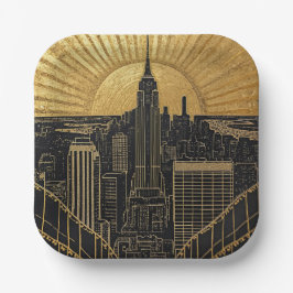 Plato De Papel Black and Gold Art Deco Paper Plates