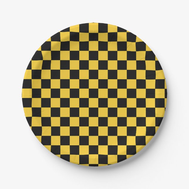 Plato De Papel Black and gold checkerboard pattern (Anverso)