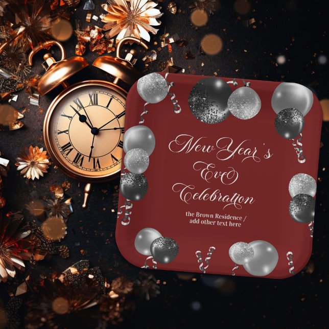 Plato De Papel Black and Silver Glitter New Year's Eve Party  (Subido por el creador)