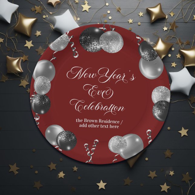 Plato De Papel Black and Silver Glitter New Year's Eve Party  (Subido por el creador)