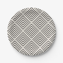 Plato De Papel Black and white geometric pattern with overlapping
