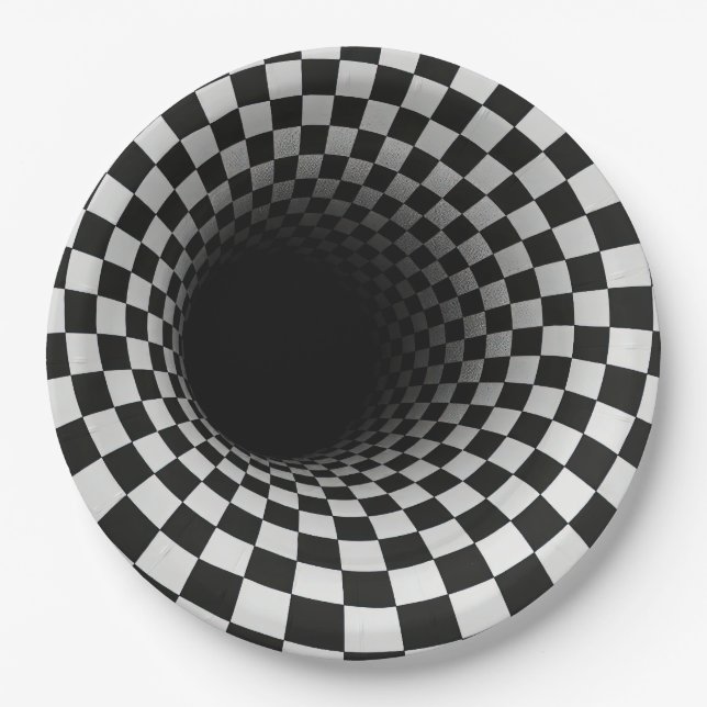 Plato De Papel Black and White Optical Illusion Tunnel (Anverso)