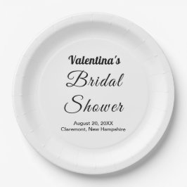 Plato De Papel Black and White Typography Bridal Shower