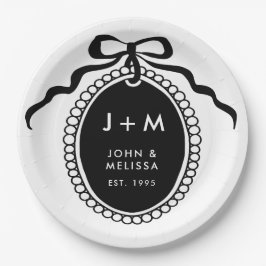 Plato De Papel Black and White Vintage Coquette Anniversary