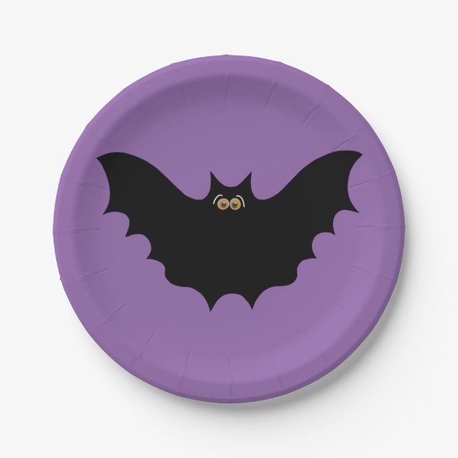 Plato De Papel Black Bat de Halloween (Anverso)