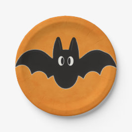Plato De Papel Black Bat sobre fondo Naranja