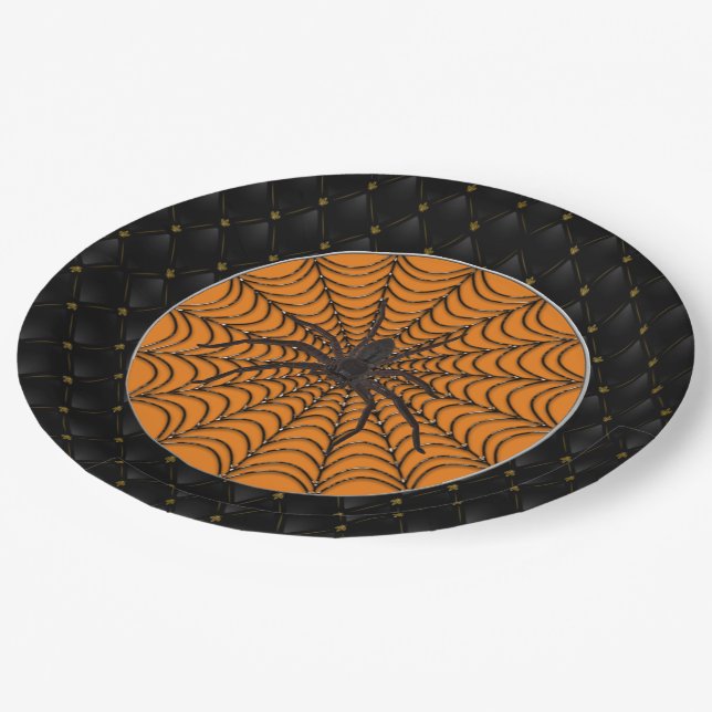Plato De Papel Black Boarder Spider Web Black Spider Halloween (Angular)