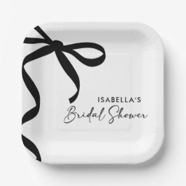 Plato De Papel Black Bow está atando la ducha nupcial