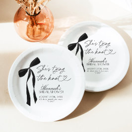 Plato De Papel Black Bow está atando la ducha nupcial
